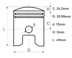 Piston scuter Derbi 2006, 39.9mm