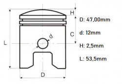 Piston scuter 2T Kymco 47mm