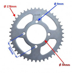 Pinion lant 428, 43 dinti Yamaha YBR 125cc