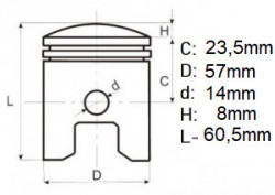 Piston Suzuky GN125cc (Ø 57mm)-dim