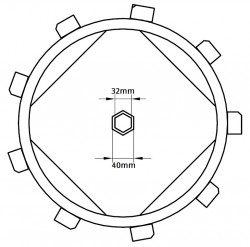 Set roti metalice motocultor / motosapa (D440mm , manicot de 32mm)