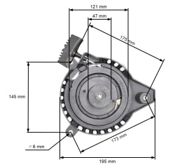 Starter compatible with the Ruris Dac100XL lawnmower (aftermarket)