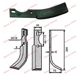 Grubbermesser 200mm x 35mm (rechts)