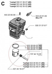 Piston drujba Husqvarna 45, 245R / Jonsered 2045 Ø 42 mm Meteor - Img 2