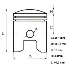 Piston scuter 2T 125CC Cagiva Mito 56.75mm-2
