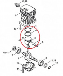 Piston complet drujba compatibil Stihl MS 180, 018 (cal.2)-2