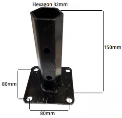 Manicot roata motocultor baza patrata (h 150mm) (ax hexagonal 32mm)