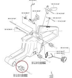 Amortizor drujba Husqvarna 61, 66, 262, 268, 272 (model mare)