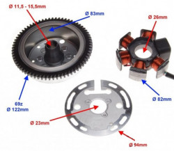 Volanta + Magnetou scuter Aprilia AM6 (6 bobine)