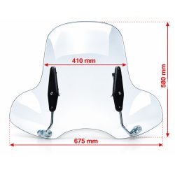 Parbriz moto / scuter universal 58 x 41 x 67.5 cm (prindere ghidon)