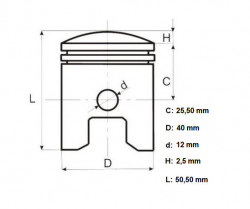 Piston scuter 2T 50cc Honda Kymco 40mm-2
