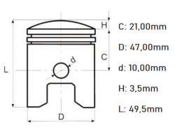 Piston pentru motor bicicleta 80cc (47mm bolt 10mm)