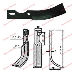 Нож за мотокултиватор 230mm x 40mm (десен)