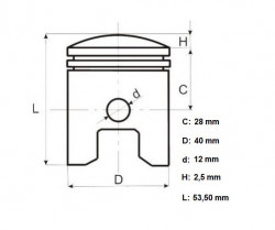 Piston scuter 2T 50cc Honda Dio Bali, Kymco 40mm-2