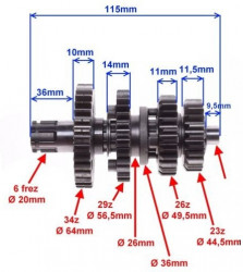 Grup pinioane cutie viteze Cross 125cc