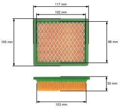 Rasenmäher-Luftfilter Typ Nac T375, MG139, TG475, IF60