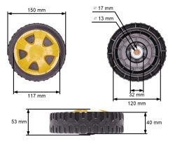 Uniwersalne koło do kosiarki 150 mm