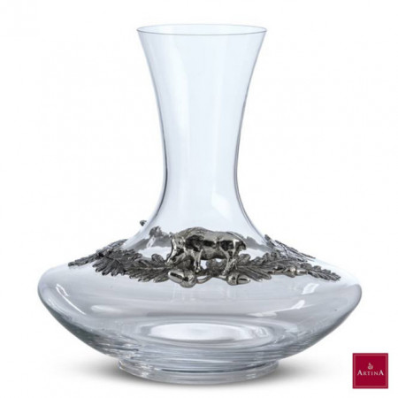 Decantor de vin din sticlă cu ornamente din zinc mistret | Artina