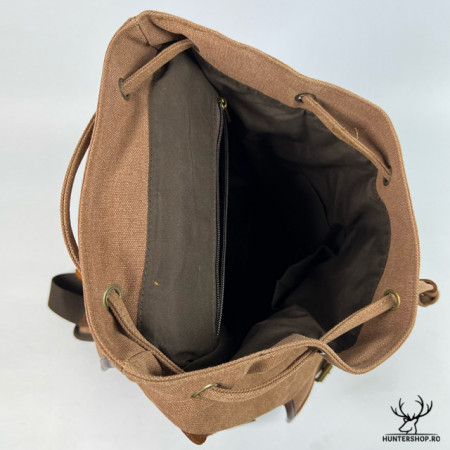 Rucsac vanator Aihki Vintage backpack, olive cu piele maro 15 L. | TAS02100 - Img 4