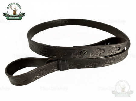 Curea arma piele maro cu motive vanatoresti 25 mm  cehia
