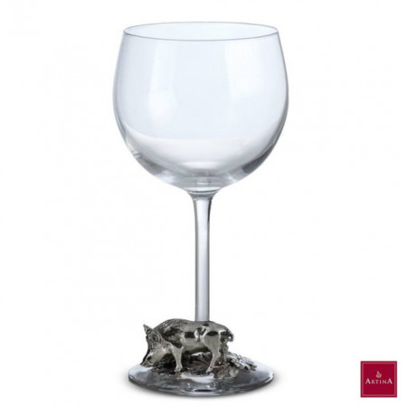 Pahar de vin din sticlă cu ornament din zinc de mistret | Artina