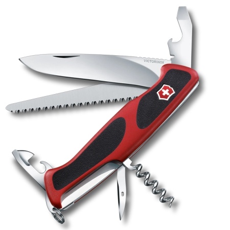 Briceag Victorinox Ranger 55 Grip, 12 functii, rosu si negru | cod: 0.9563.C - Img 2