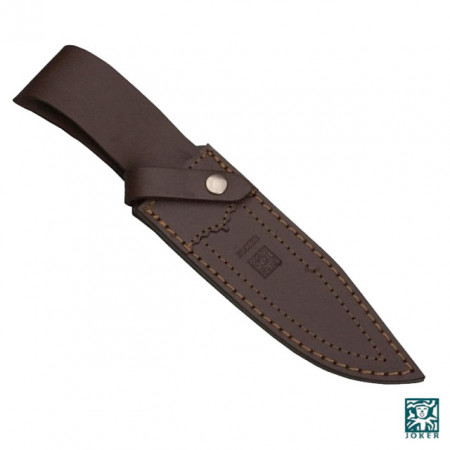 Cutit vanatoare pentru jupuit Joker CO56 Oso cu maner din lemn in husa piele maro | lama: 12 cm - Img 2