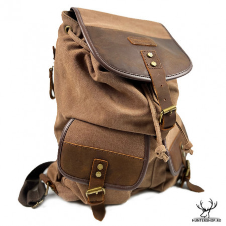 Rucsac Aihki Vintage backpack | olive/verde cu piele maro