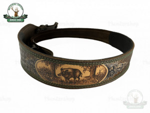 Curea arma piele maro sau verde motive vanatoresti-captusit cu neopren-60mm Cehia