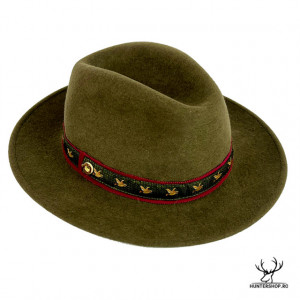 Palarie Lodenhut verzui cu ornament brodat rata, impermeabil, 100 % lina | 56, 57, 58, 59, 60, 61