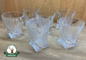 Set de pahare din 6 buc. din sticla GRAVAT cu motive vanatoresti ptr. WHISKY - Quatro 280ml cod.22