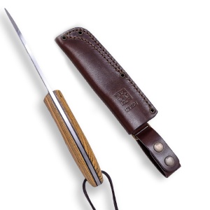 Cutit Joker CB114 Canadiense cu maner din lemn cu husa din piele, lama 10.5 cm | cod: cb114 - Img 3