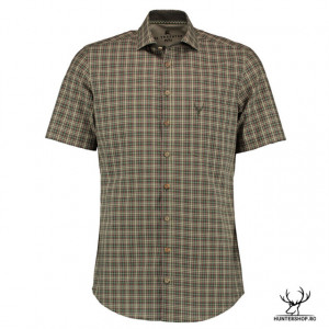Camasa vanator Trachten cu maneca scurta, patratele verzui | M, L, XL, XXL, 3XL