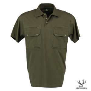 Tricou verde Trachten cu guler, buzunare, fermoar | M, L, XL, XXL, 3XL