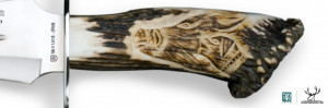 Cutit vanatoare Joker CT42 Verraco cu maner din corn de cerb gravat in husa piele | lama: 26 cm