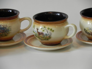 Set cafea / Ceai de 6 persoane ceramic motive vanatoresti slovacia