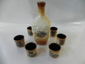 Set ceramic din 6 pahare ptr. tuica si carafa ceramic de 0.5 L