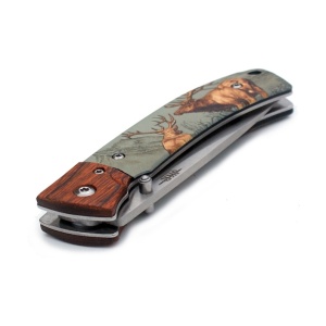 Briceag Joker JKR0654, maner combinat din lemn si plastic cu imagine de cerb, tais: 8.3 cm | cod: JKR0654 - Img 3