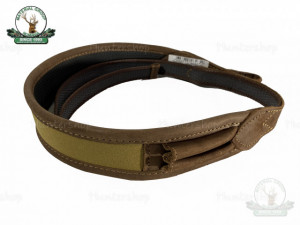 Curea arma combinata textil maro piele 50 cm suport 2 cartuse - Img 3