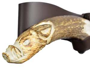 Cutit Joker CT34 Jabato, maner din corn de cerb sculptat, tais: 17 cm., in husa piele | cod: ct34 - Img 2