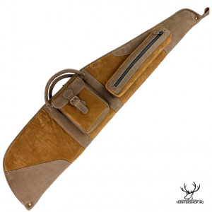 Husa arma din piele maro/maro pentru carabina cu luneta | 130 cm