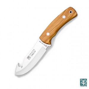 Cutit vanatoare pentru jupuit Joker CO56 Oso cu maner din lemn in husa piele maro | lama: 12 cm