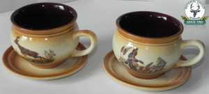 Set cafea Moca de 2 persoane ceramic cu motive vanatoresti