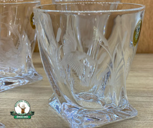 Set de pahare din 6 buc. din sticla GRAVAT cu motive vanatoresti ptr. WHISKY - Quatro 280ml cod.22