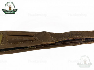 Curea arma combinata textil maro piele 50 cm suport 2 cartuse - Img 4
