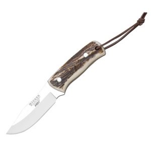 Cuțit Joker CC76 Rabbit, maner din corn de cerb, in portcutit piele, tais: 8.5 cm | cod: CC76