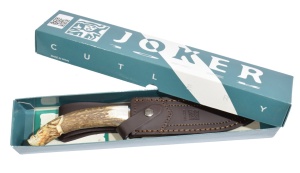 Cutit Joker CT34 Jabato, maner din corn de cerb sculptat, tais: 17 cm., in husa piele | cod: ct34 - Img 4
