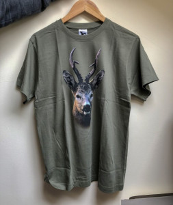 Tricou verde cu imprimeu color - Mistret . Caprior . Cerb