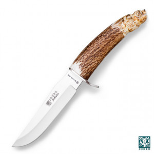 Cutit vanatoare Joker CT33 Jabato cu maner din corn de cerb in husa din piele | lama 140 mm.