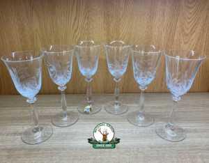 Set de pahare din 6 buc. din sticla gravat cu motive vanatoresti ptr. Vin 240ml cod.3